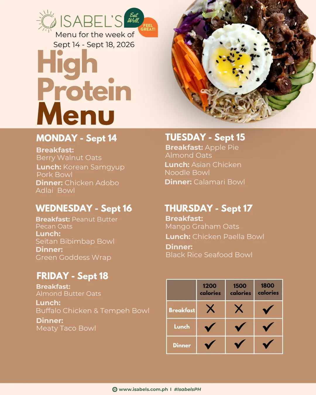 High Protein Menu of the Day