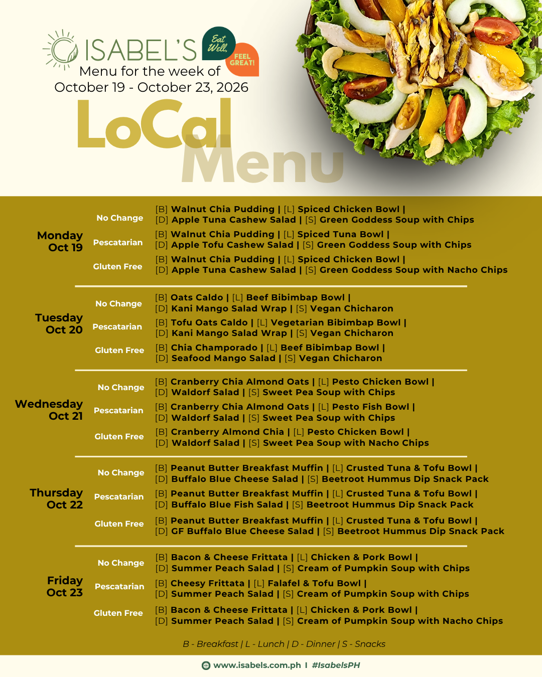 Low Calorie Menu of the Day
