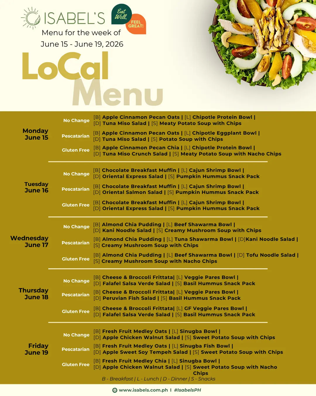 Low Calorie Menu of the Day