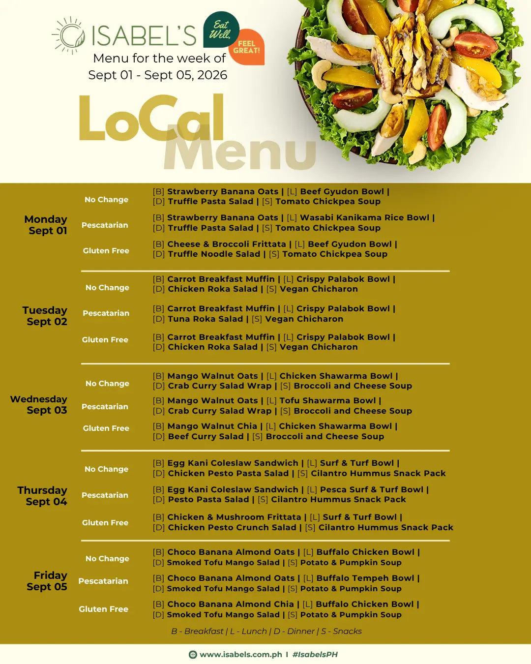 Low Calorie Menu of the Day